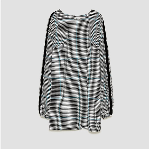 NWT Zara checked dress with velvet stripes - Picture 3 of 8